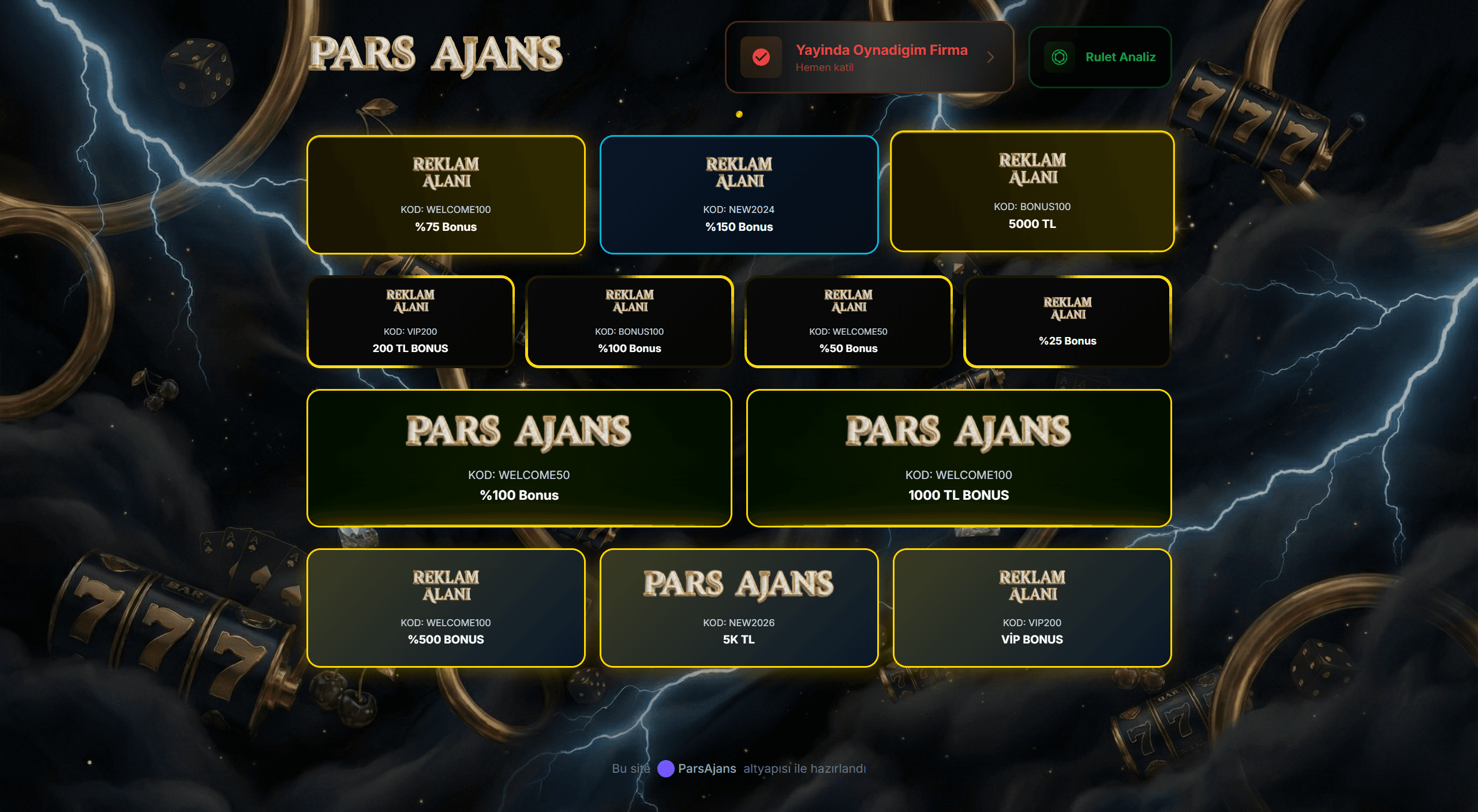 Pars V1 Tema Desktop Görünümü